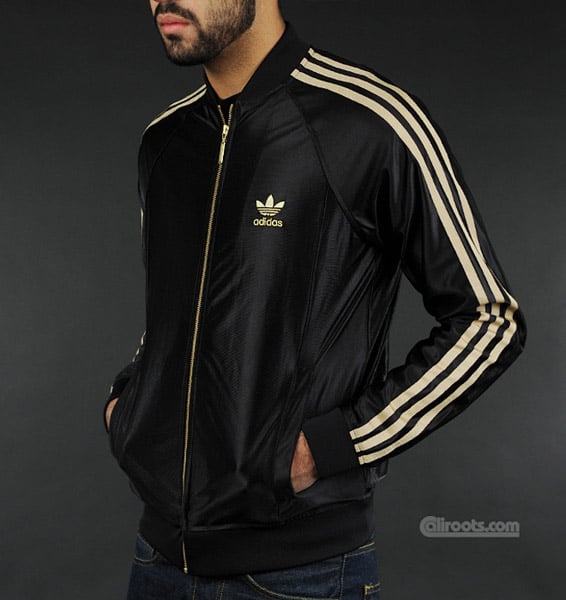 adidas superstar jacket black gold