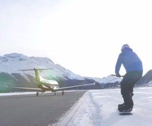 Snowboarding Behind an Airplane