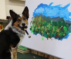 Dog Paints a Landscape