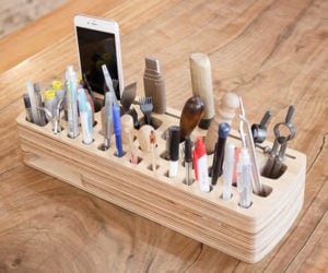 Wooden Tool and Pen Rack