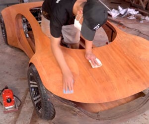 Sculpting a Wood Mercedes Concept Car