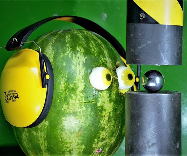 Hydraulic Press Safety Lesson (with Mr. Watermelon)