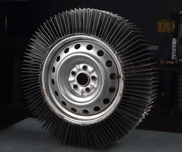 Driving on Tires Made from Nails