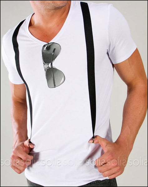 t shirt with sunglasses hanging