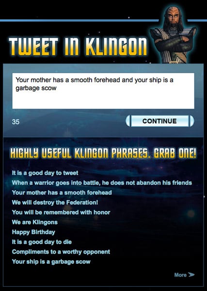 Tweet in Klingon