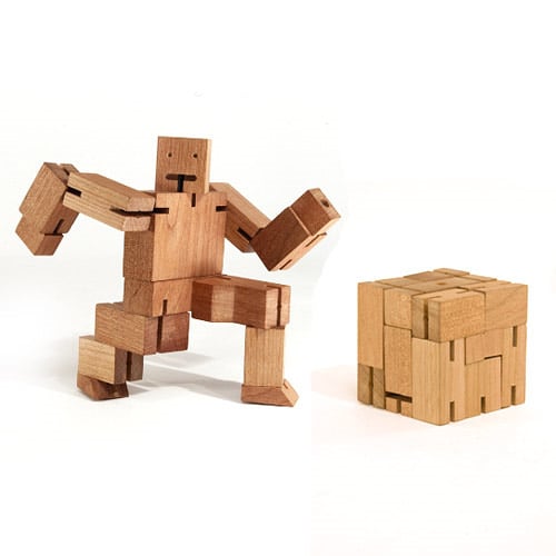 Cherry Wood Cubebot Sculpture