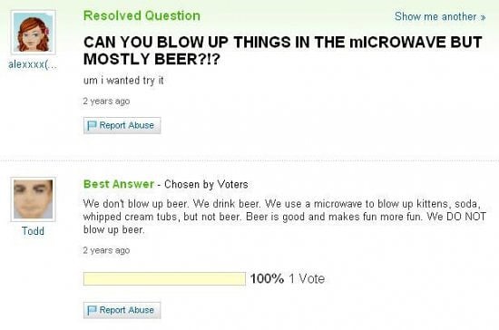 Yahoo Answers About Beer