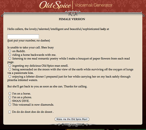 Old Spice Voicemail Generator