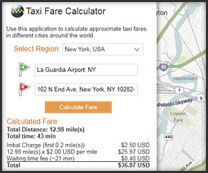 Bing Maps Taxi Fare Calculator