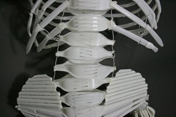 Plastic Utensil Skeleton Art