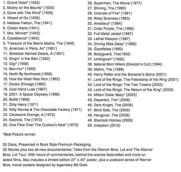 Best of Warner Bros.: 50 Films