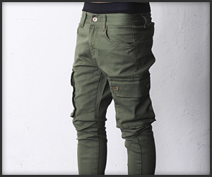 mens green skinny cargo pants