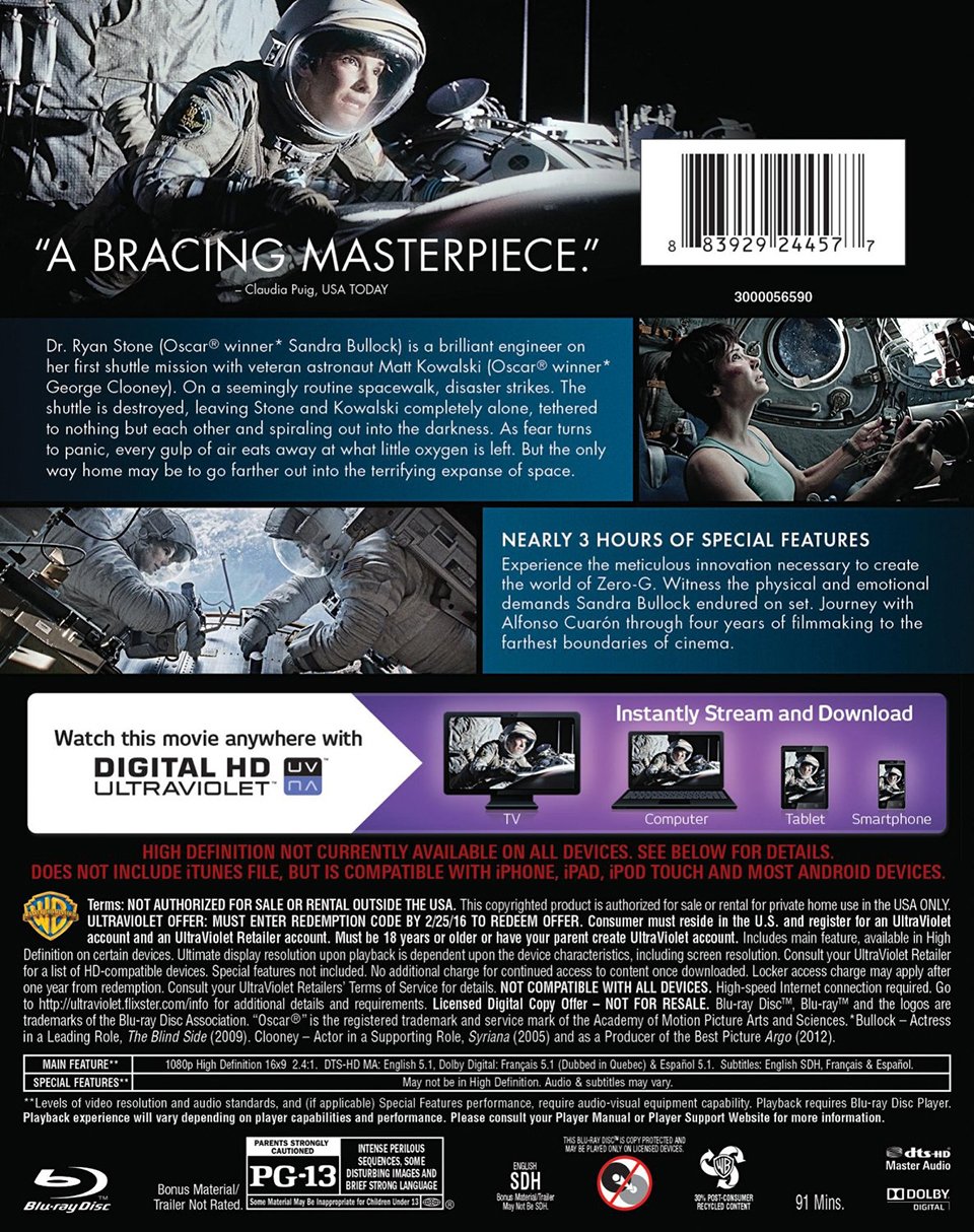 Gravity Blu-ray & DVD