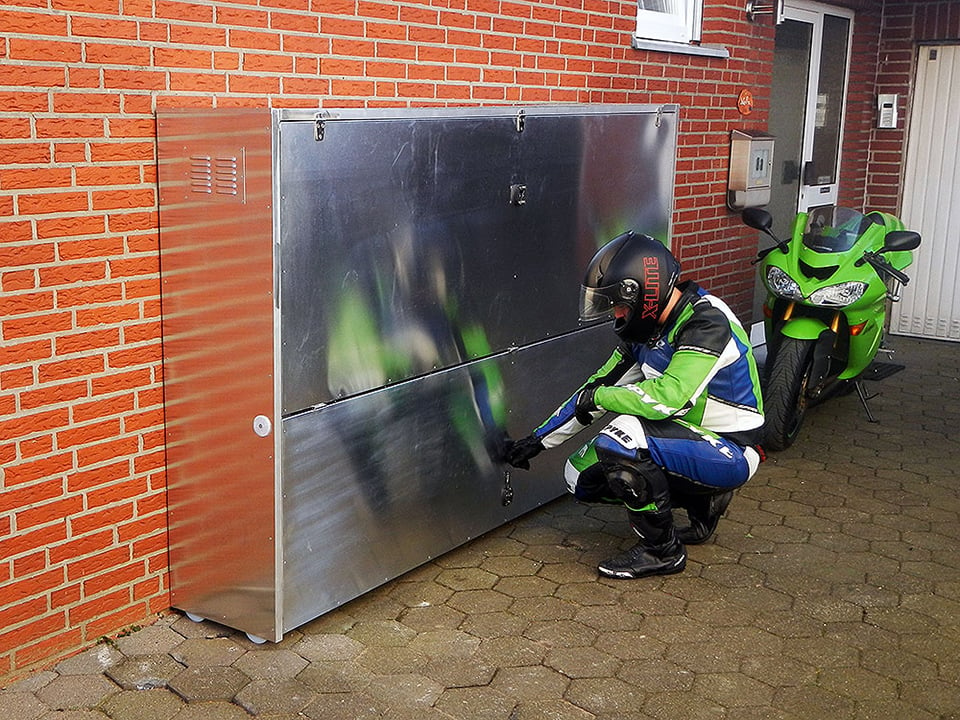 Retractable Motorcycle Shed - The Awesomer