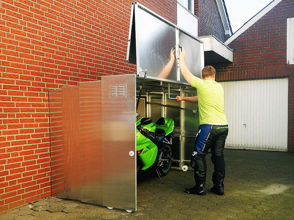 retractable motorcycle shed