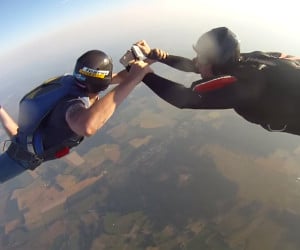 GoPro Falls off Skydiver