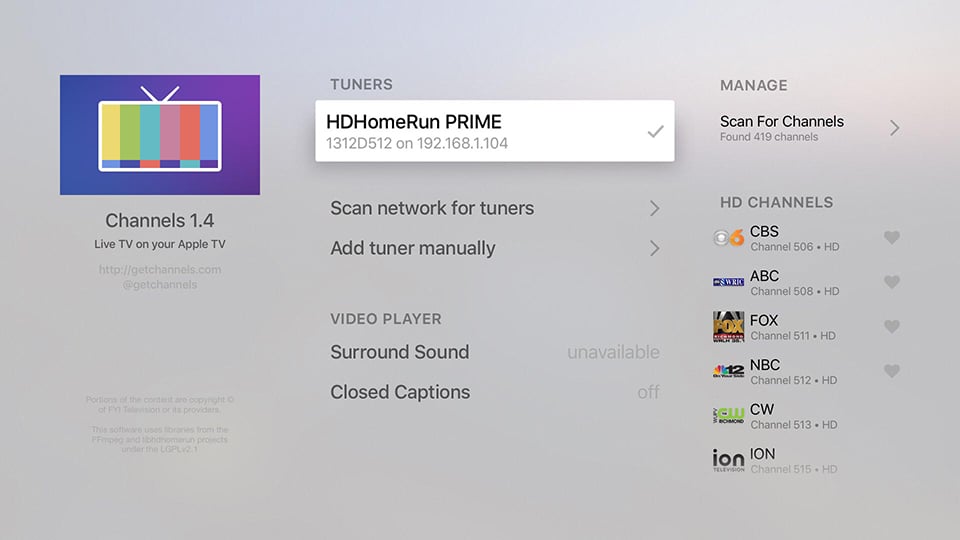 Channels for Apple TV