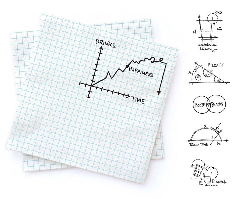 Graph Paper Cocktail Napkins