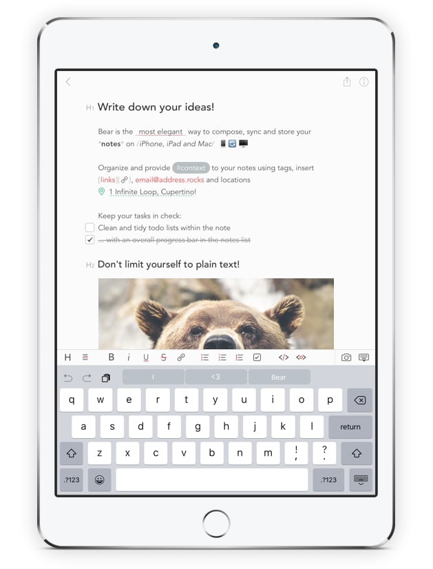 bear notes app for mac os x