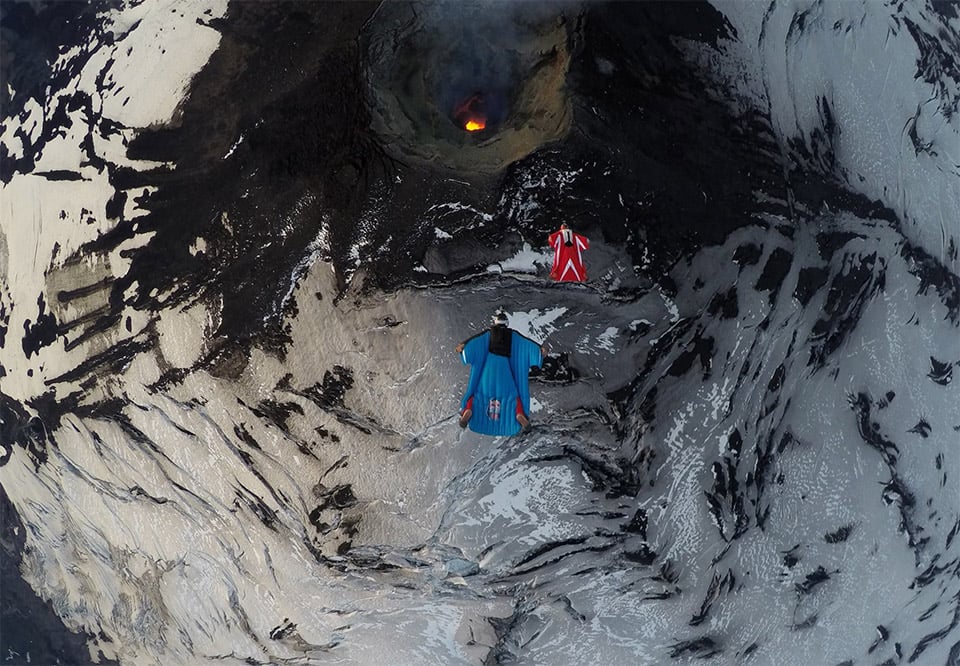 Wingsuit over a Volcano