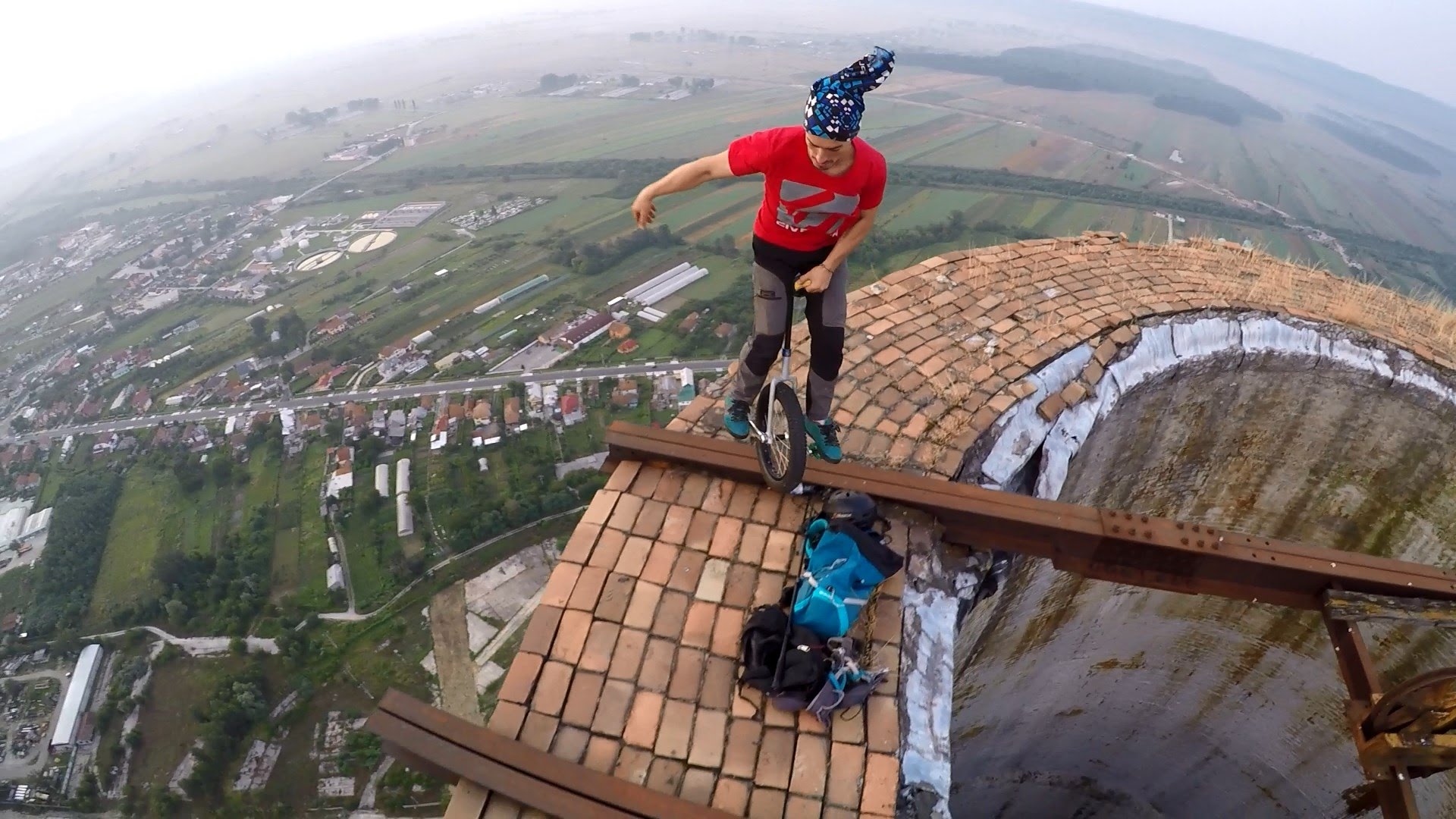Unicycle on a Chimney