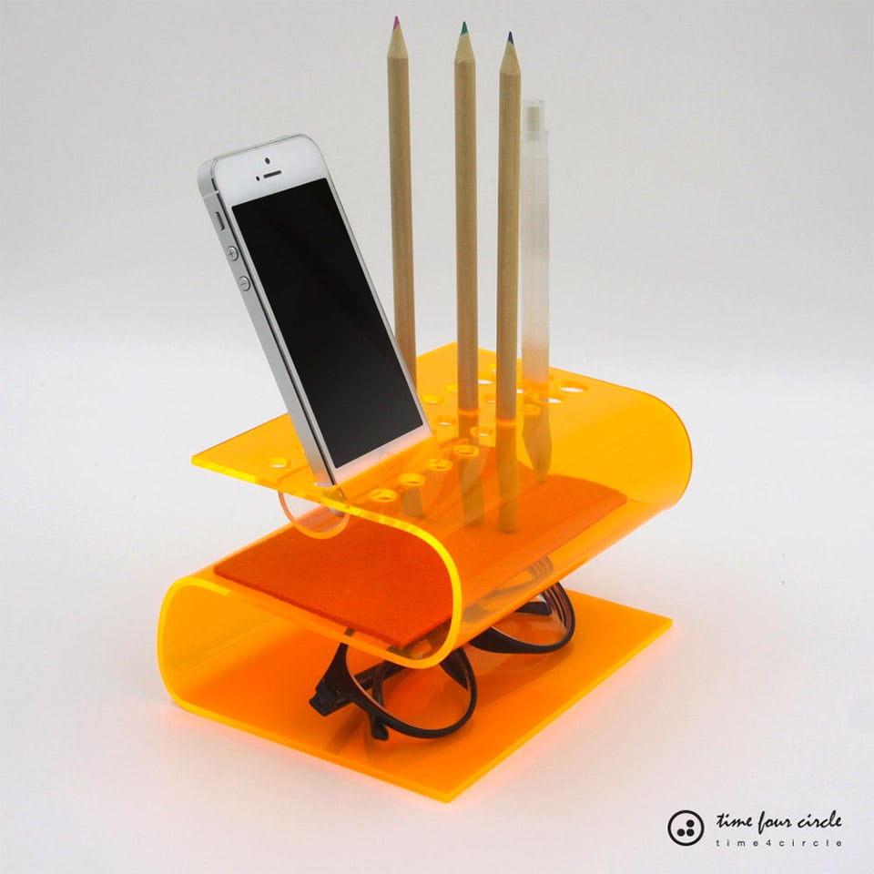 These Bent Acrylic Desk Organizers Are Perfect for Charging Your iPhone