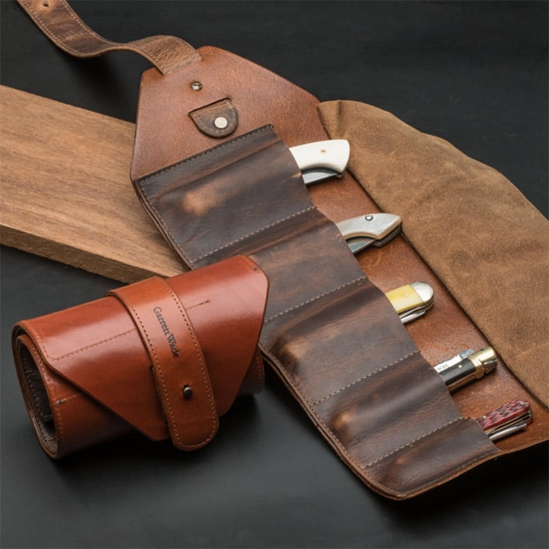 Leather Pocket Knife Tool Roll