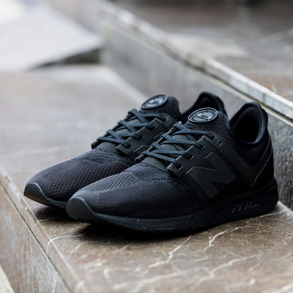 New balance 247 luxe black leather trainers hotsell