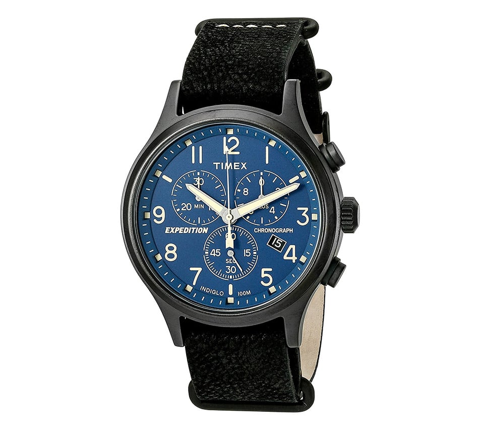 Expedition scout chronograph outlet 42mm leather strap watch