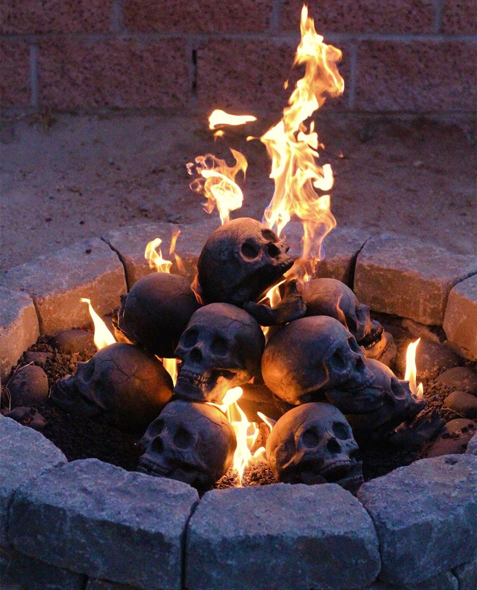 Come on Baby Light My Fire with these Creepy Skull Fireplace Logs