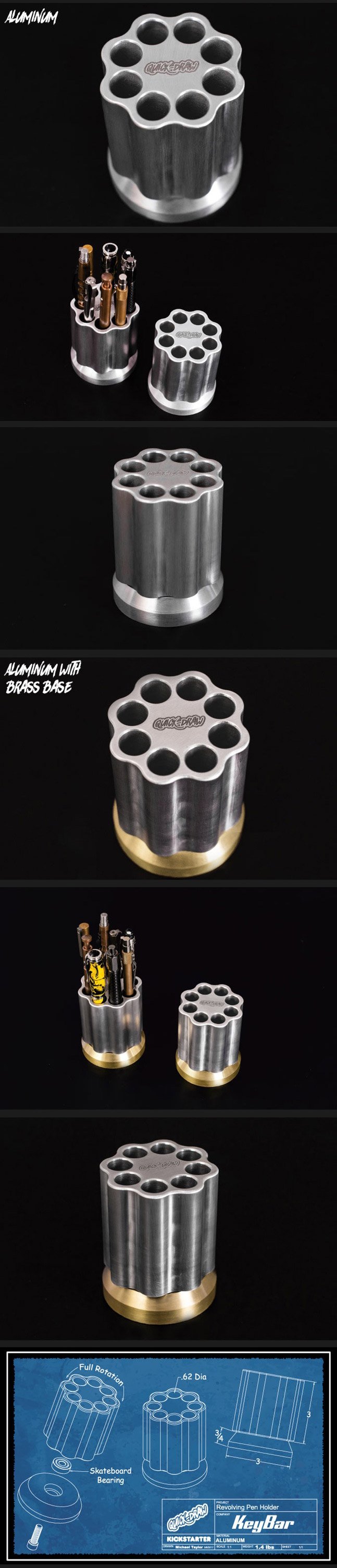 Quick Draw Revolving Pen Holder - Billet Aluminum