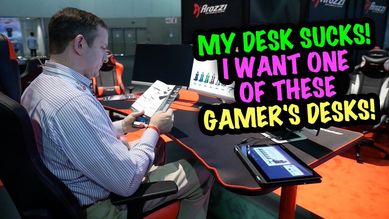 Arozzi Arena Gaming Desk Has a Huge Mousepad Surface