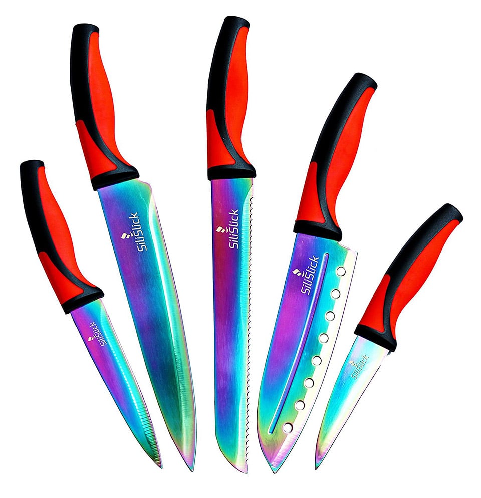 14 Unit Knife Set, Rainbow Titanium Coating