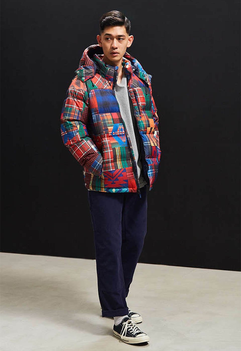 Polo Plaid Patchwork Puffer