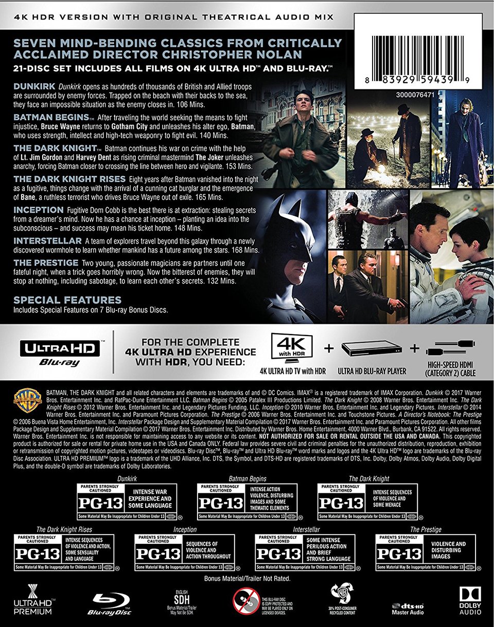 Christopher Nolan 4K HDR Blu-ray Set
