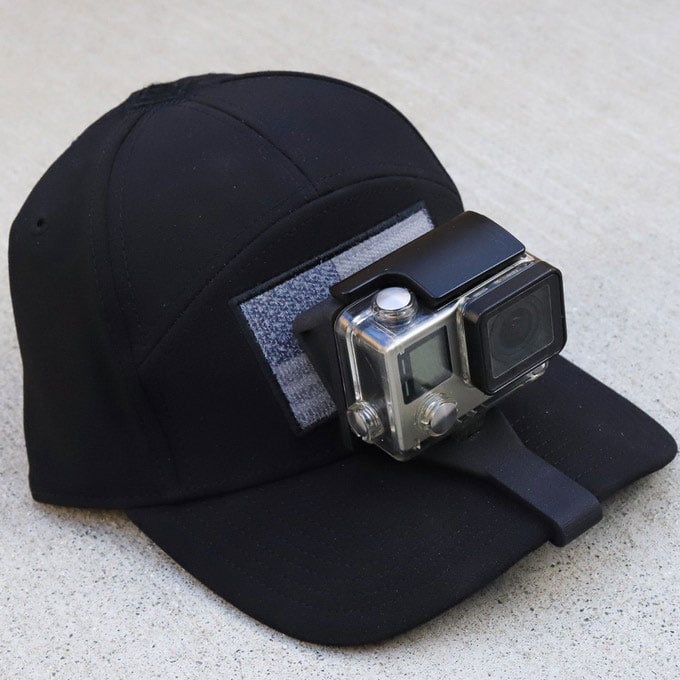 The Sidekick is a Clipon Cap Mount for GoPro Hero and GoPro Session