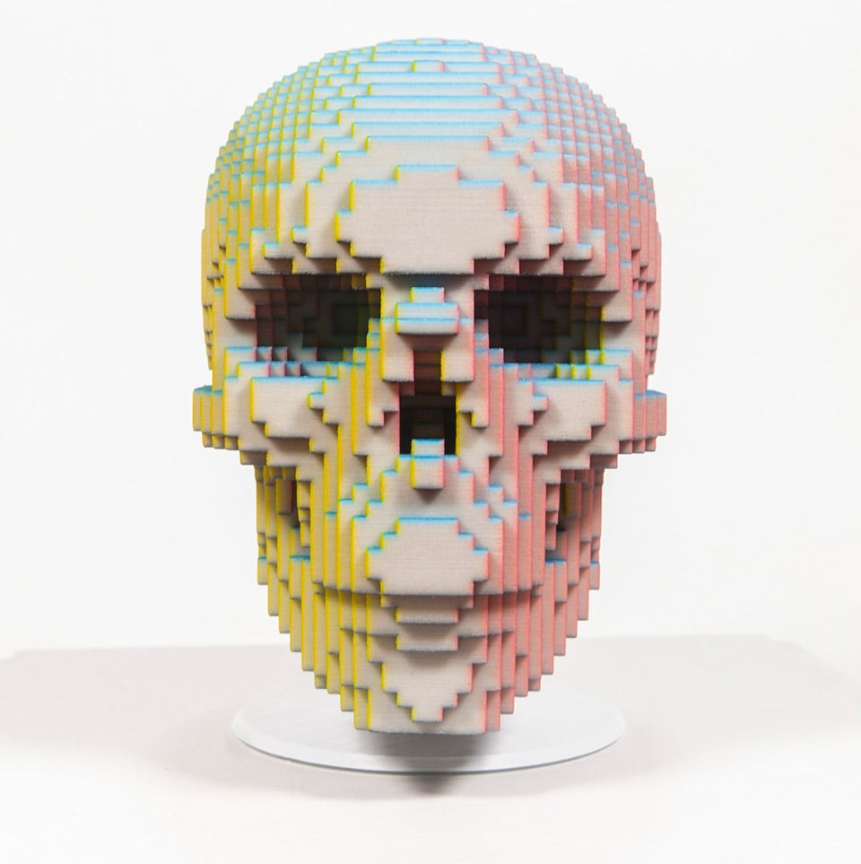 Color Illusion 3D-printed Skull