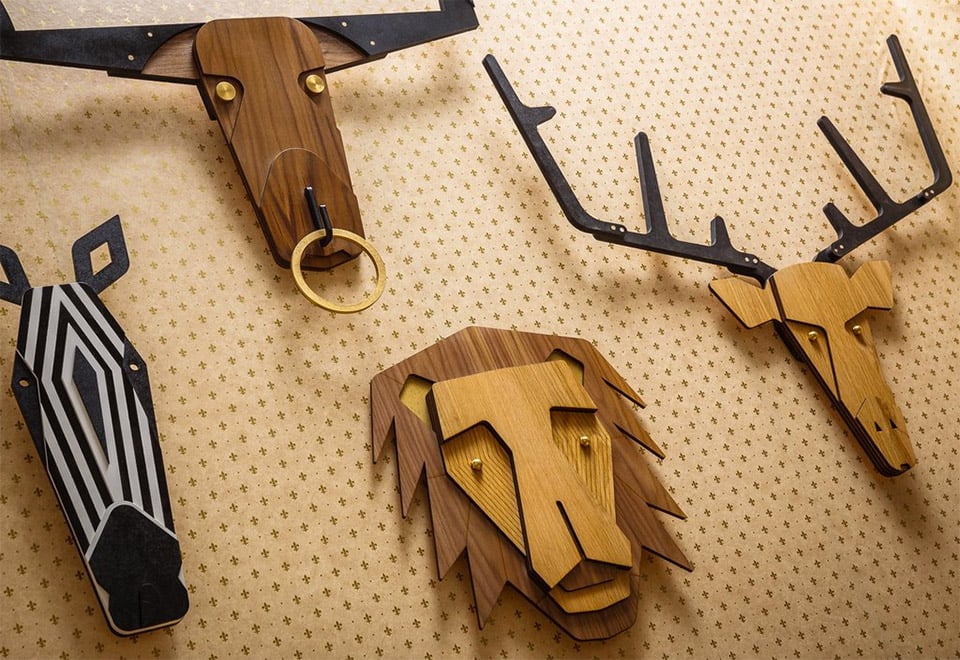 Wooden Animal Mask Trophies