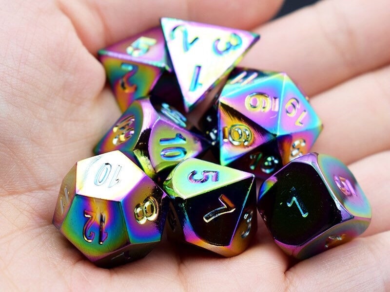 TDSO Metal Iridescent Rainbow D4 Dice