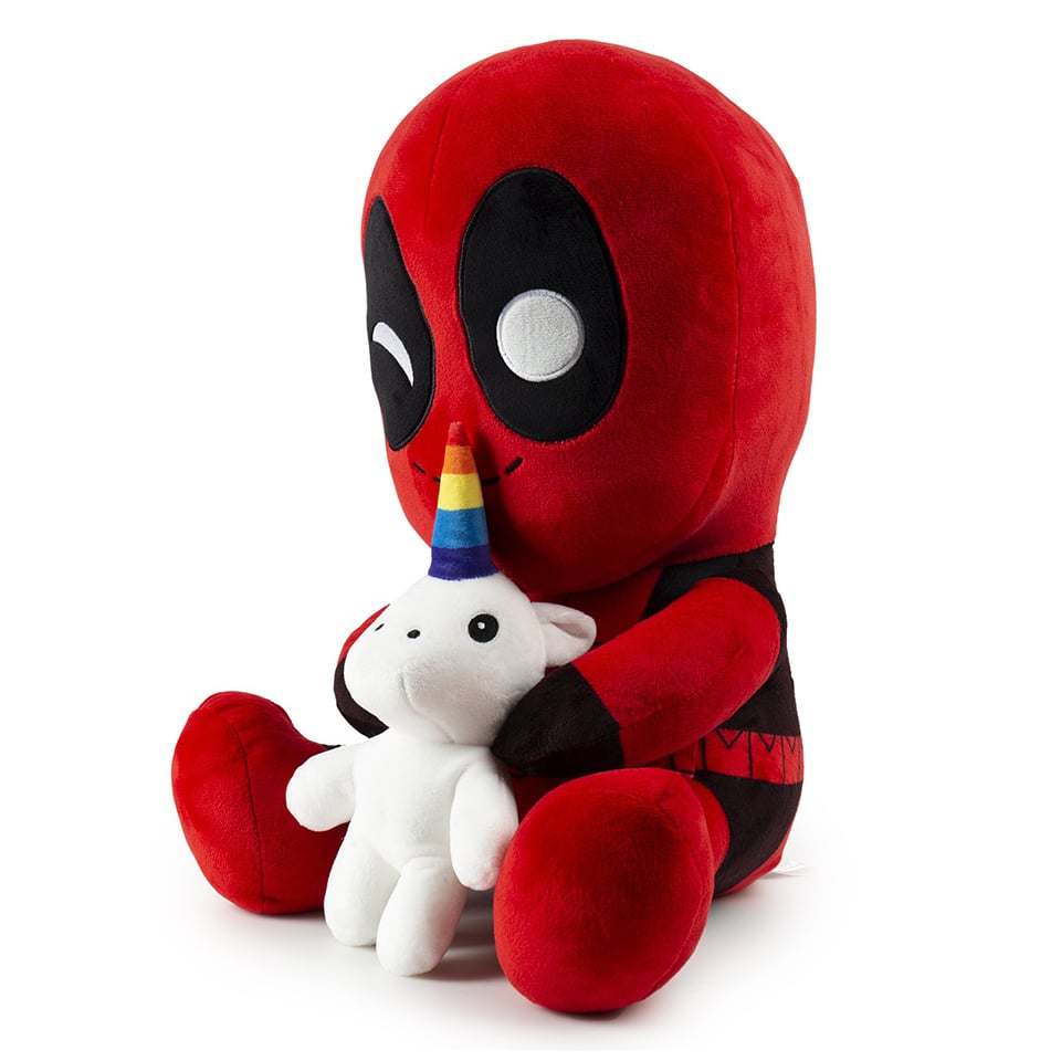 deadpool with unicorn plush