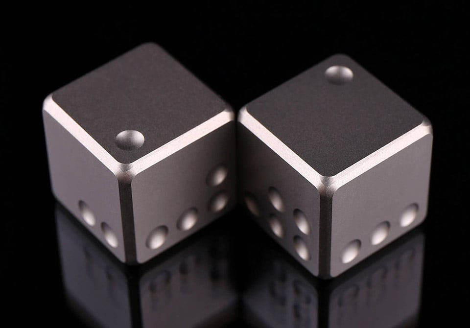 These Elegant, Modern Dice are Milled from Solid Titanium