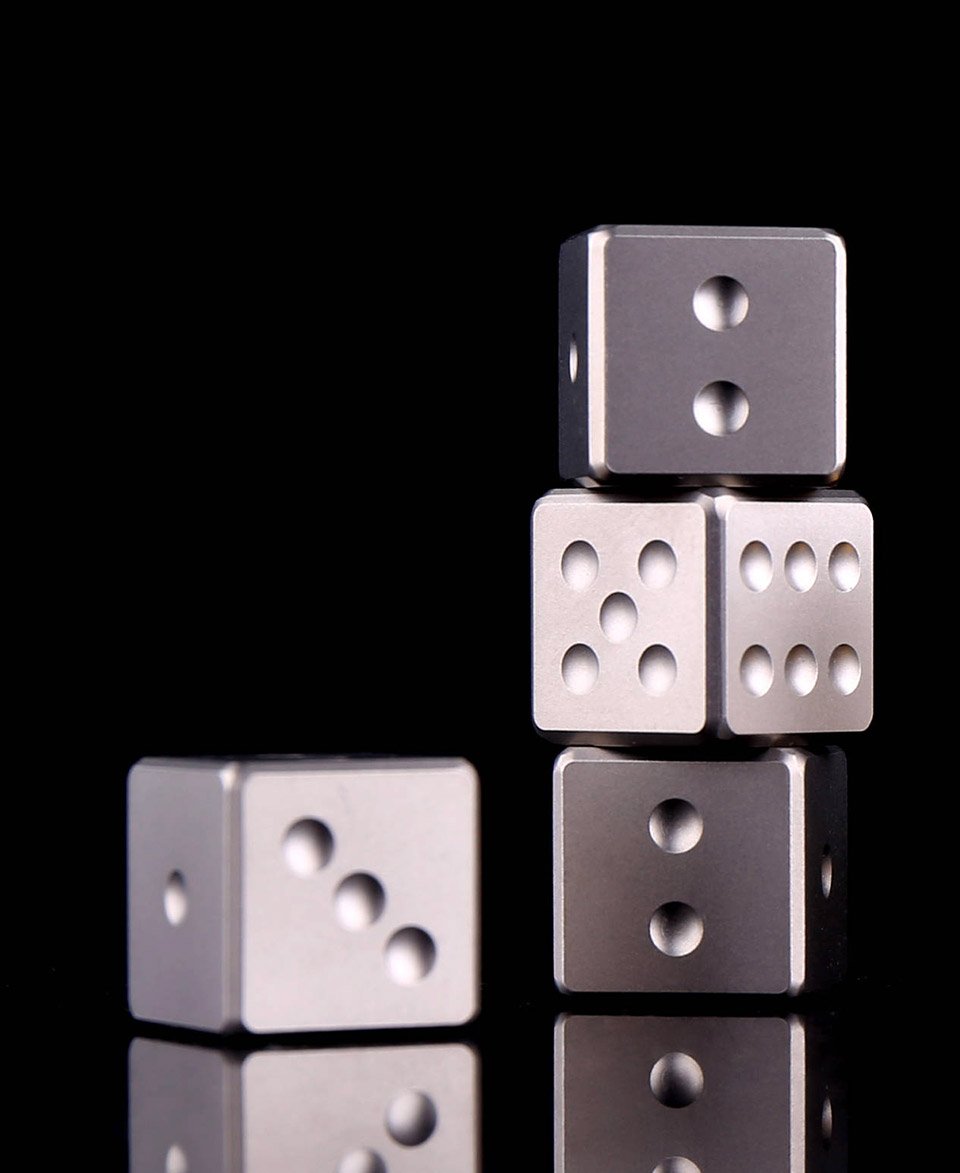 These Elegant, Modern Dice are Milled from Solid Titanium