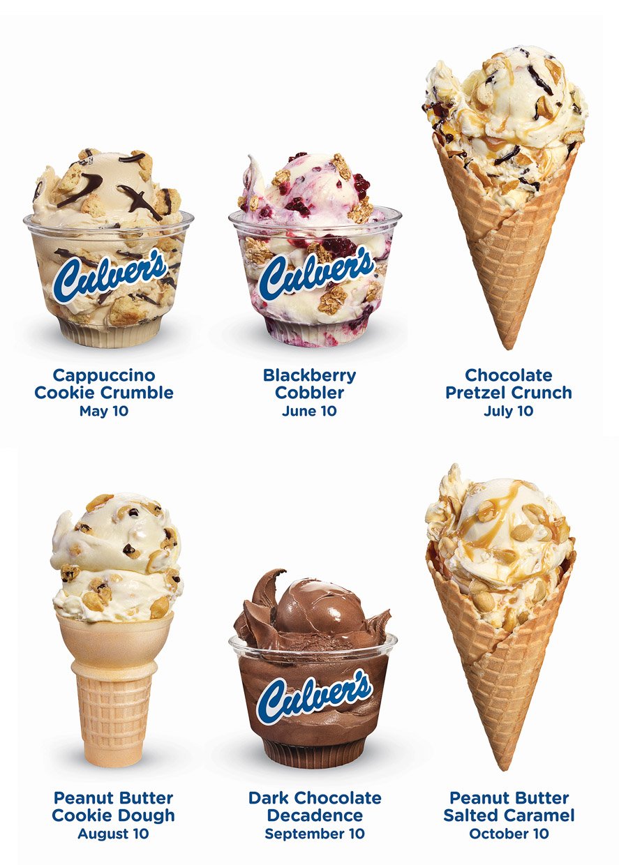 Culvers Ice Cream Flavors Frozen Custard Sundaes, Mixers, Shakes