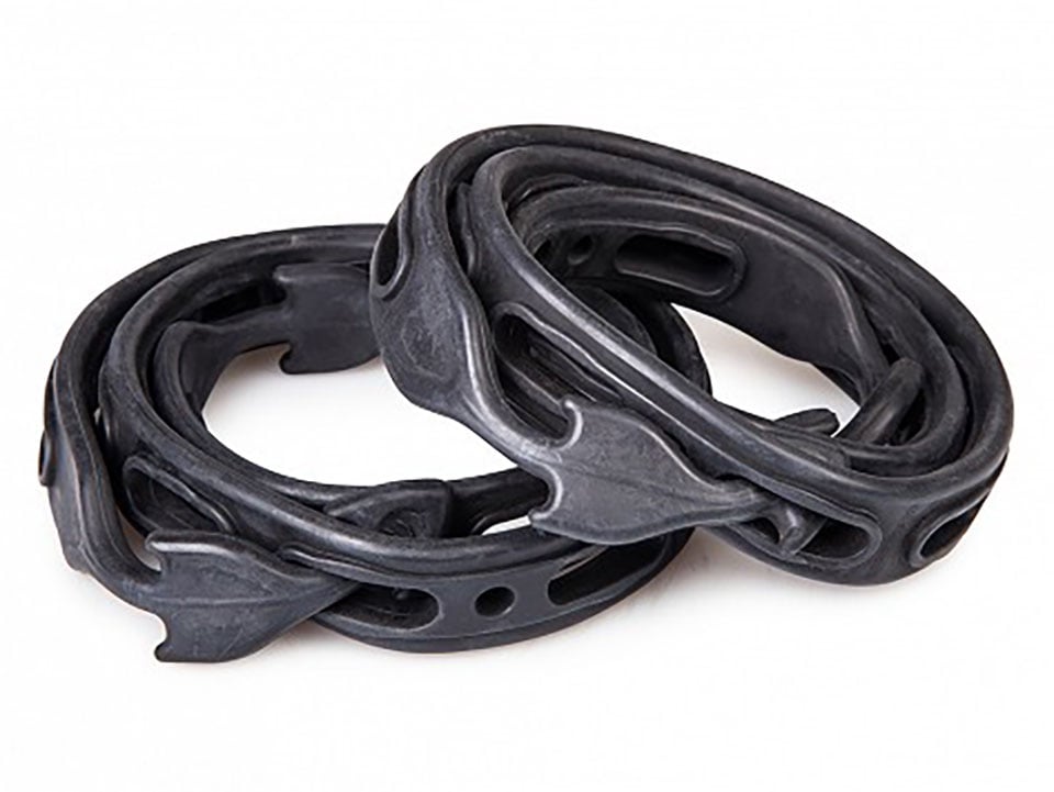 black rubber tie down straps