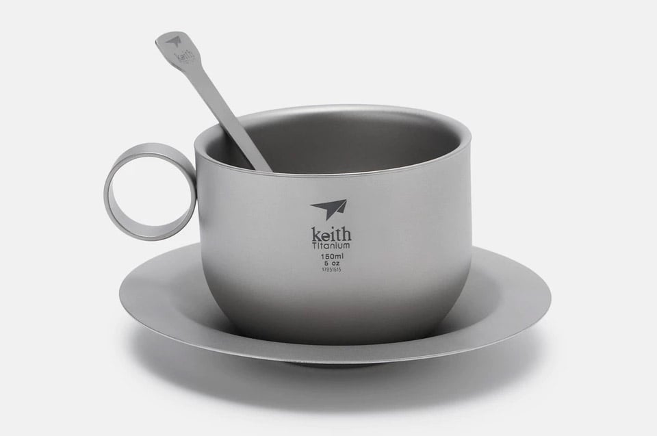 This Titanium Coffee Cup And Saucer Is Perfect For Outdoor Caffeine Addicts 6845