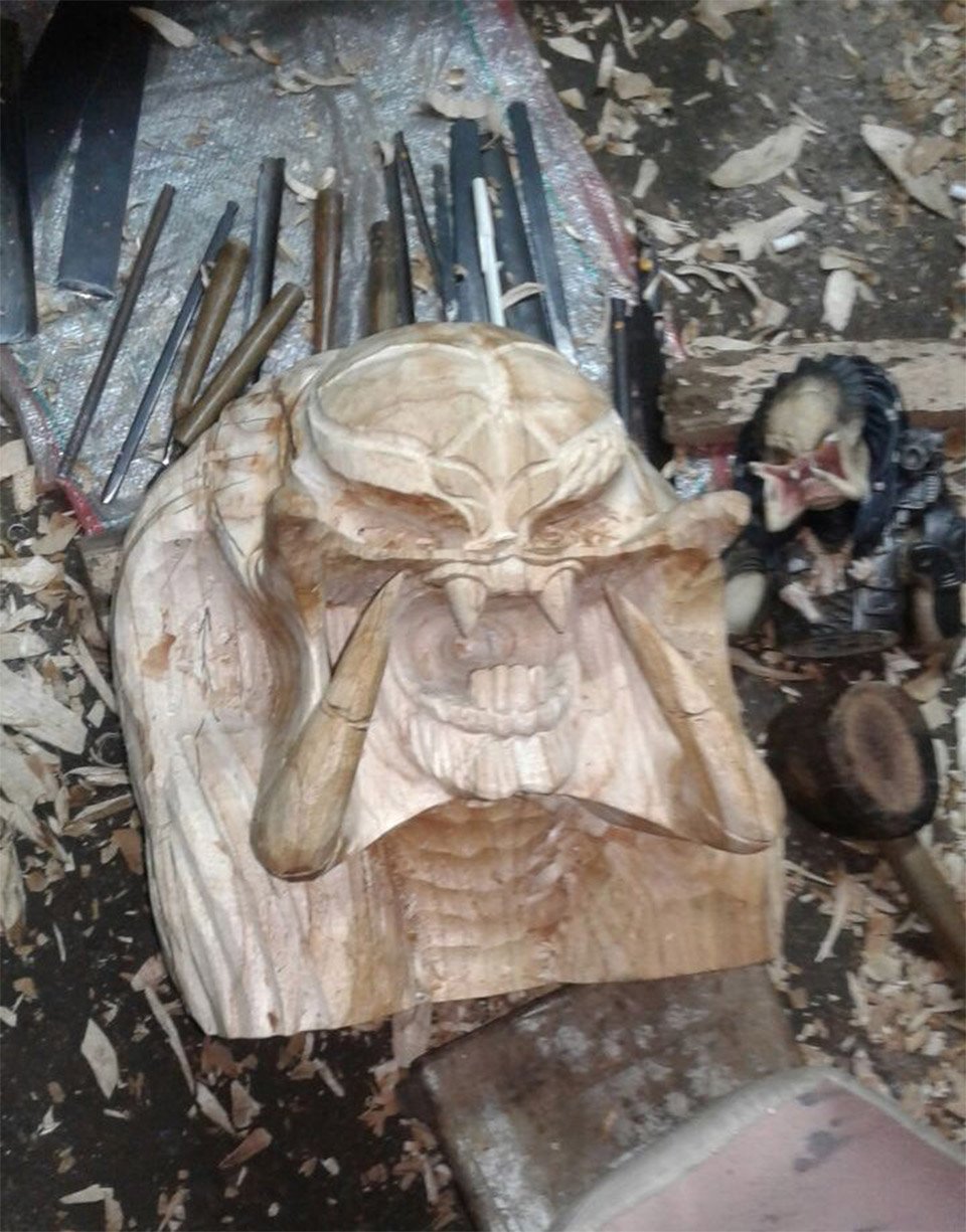 Wooden Predator Bust