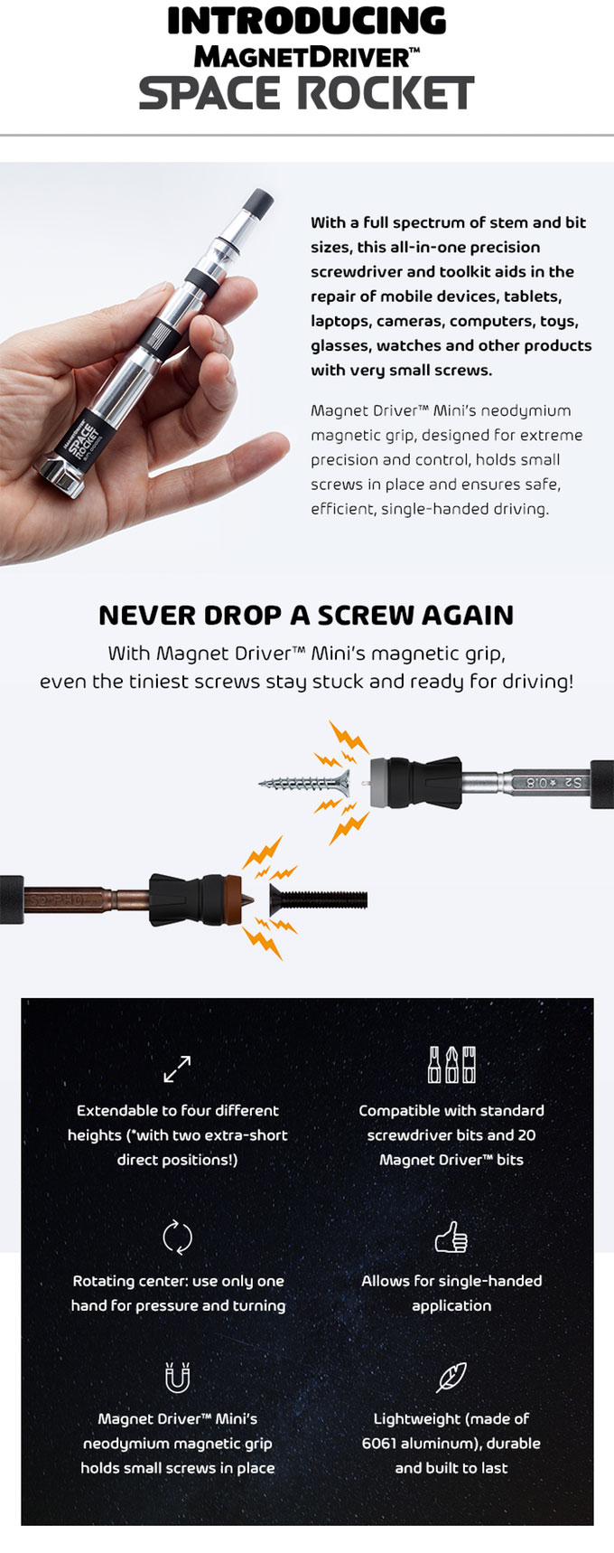 The Space Rocket Screwdriver Is Perfect for Working with Tiny Screws
