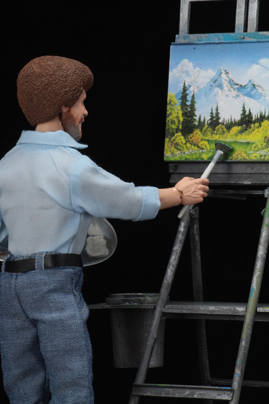 NECA's Bob Ross Action Figure is Ready to Paint Happy Little Trees