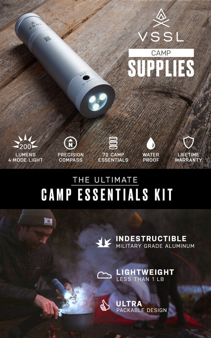 The VSSL Camp Supplies Kit Contains Over 70 Items in One Flashlight