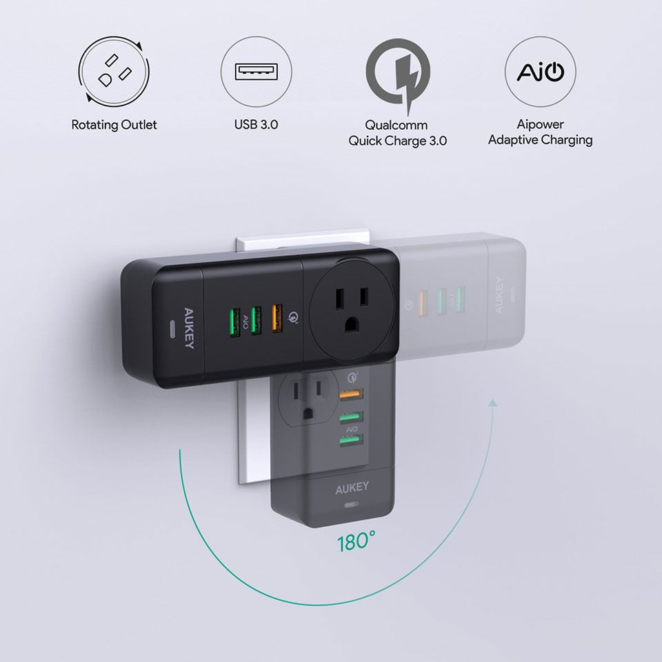 Aukey Rotating USB Wall Charger